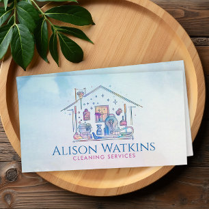 Carte De Visite Services de nettoyage - Design de style aquarelle 