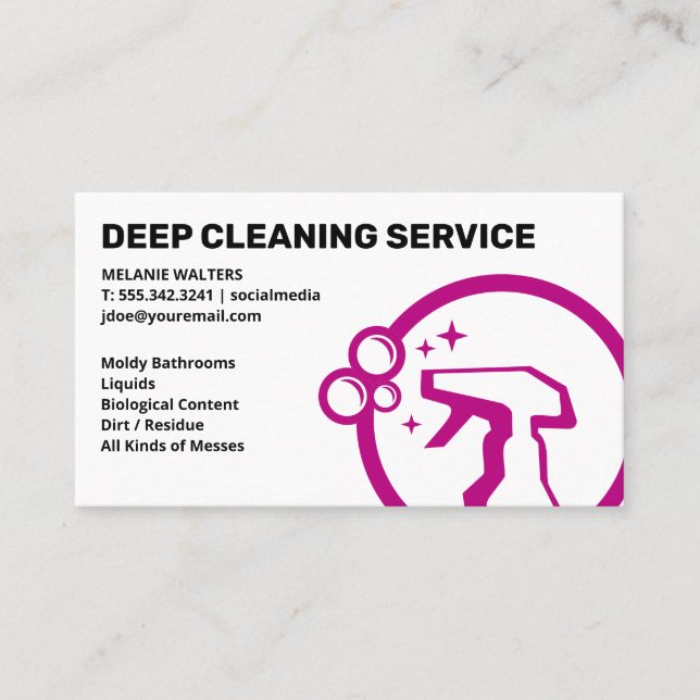 Carte De Visite Services de nettoyage | Graphique de bouteille de  (Devant)