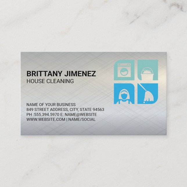 Carte De Visite Services de nettoyage | Icônes de tâches (Devant)