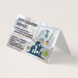 Carte De Visite Services de nettoyage   Icônes Outils de nettoyage