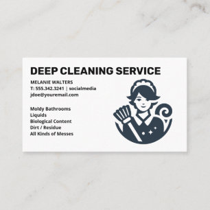 Carte De Visite Services de nettoyage   Logo de bonne avec balai