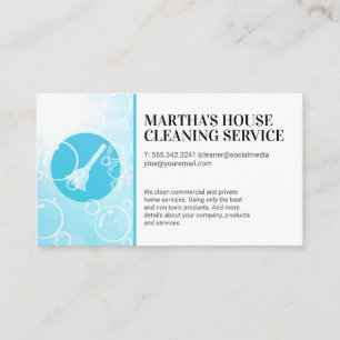 Carte De Visite Services de nettoyage   Logo de chambre   Bulles d