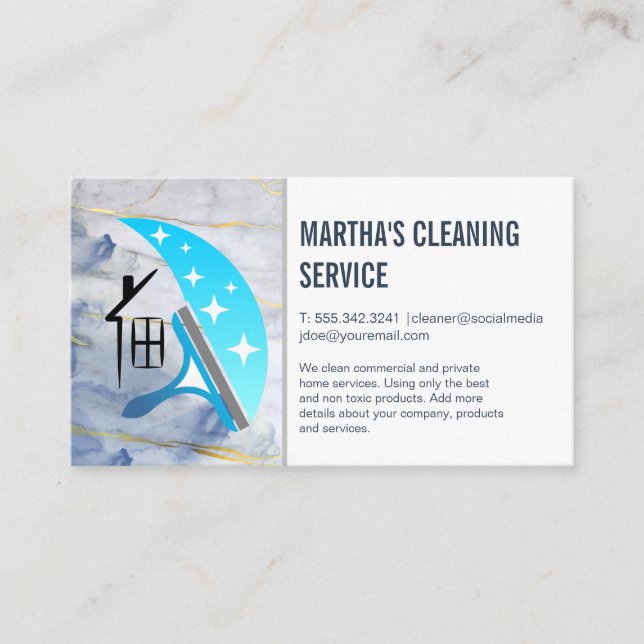 Carte De Visite Services de nettoyage | Logo de Squeegee Home (Devant)