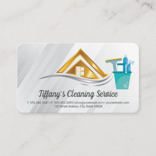 Carte De Visite Services de nettoyage Logo Résidentiel