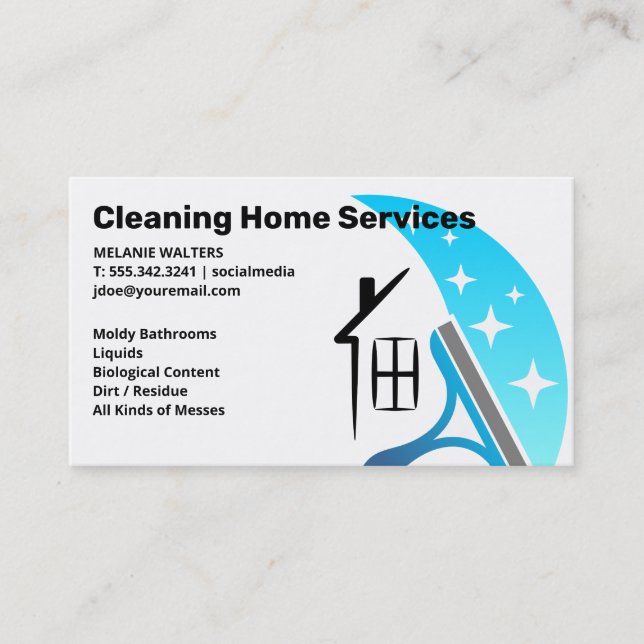 Carte De Visite Services de nettoyage | Logo Squeegee Home (Devant)