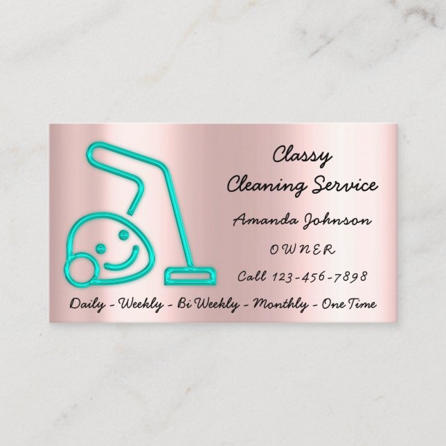 Carte De Visite Services de nettoyage Maid Vacuum Cleaner Logo Min (Devant)
