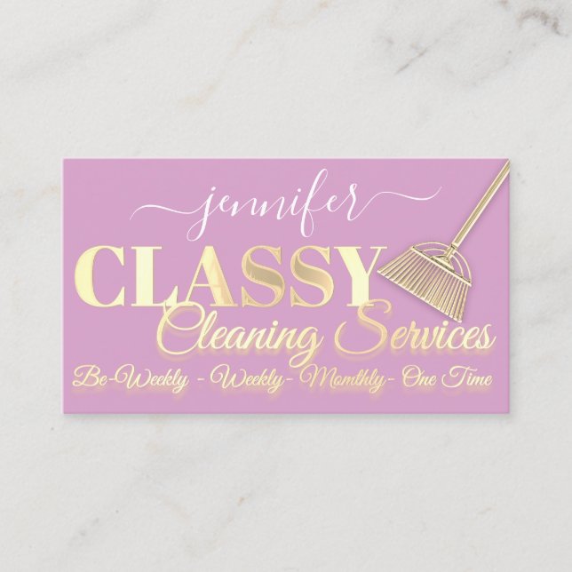 Carte De Visite Services De Nettoyage Maison Garder Fille Rose (Devant)