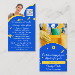 Carte De Visite Services de nettoyage Maison tenue du logo QRCode
