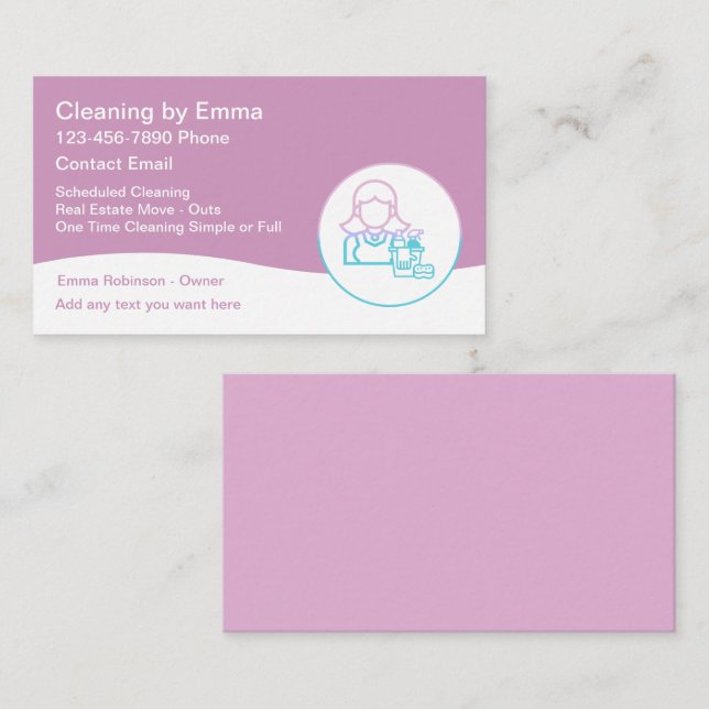 Carte De Visite Services De Nettoyage Moderne Simple De Maison (Devant / Derrière)