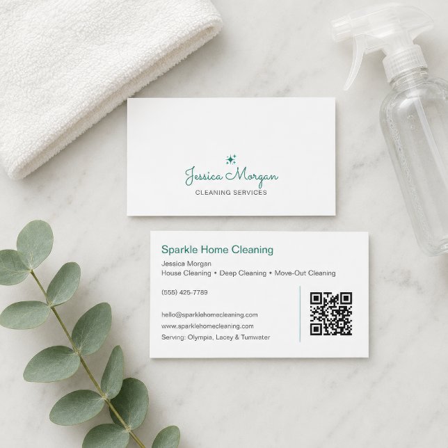 Carte De Visite Services de nettoyage modernes (Modern Cleaning Services Business Card
)