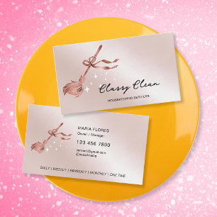 Carte De Visite Services de nettoyage modernes en or rose Ménage