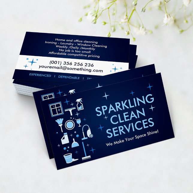 Carte De Visite Services de nettoyage professionnel de maison (Créateur téléchargé)