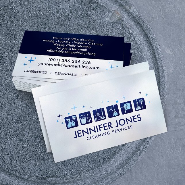 Carte De Visite Services de nettoyage professionnel de maison (Créateur téléchargé)