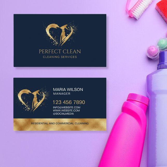 Carte De Visite Services de nettoyage professionnel de maison (Créateur téléchargé)