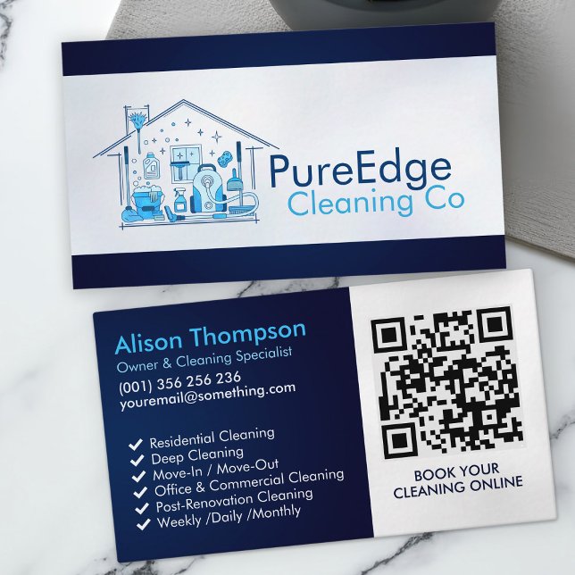 Carte De Visite Services de nettoyage professionnel de maisons (Créateur téléchargé)