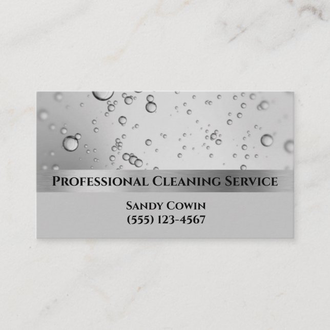 Carte De Visite Services de nettoyage professionnel Silver Bubbles (Devant)