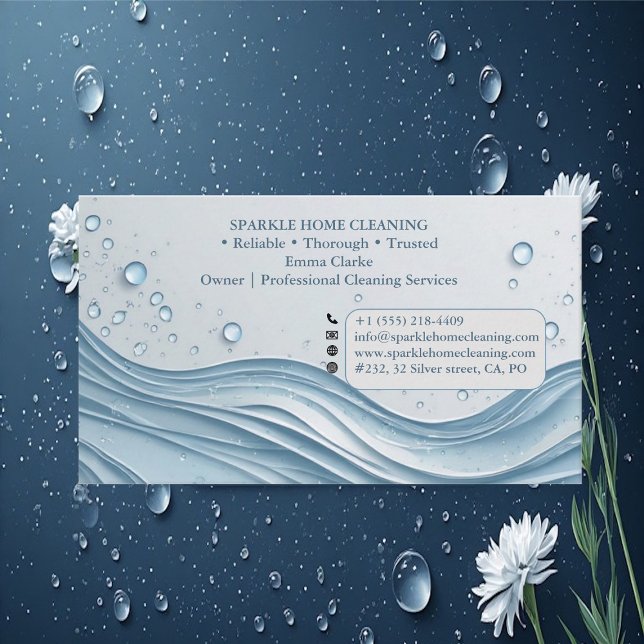 Carte De Visite Services de nettoyage professionnels avec accent b (Professional Cleaning Services Soft Blue Accent Business Card)