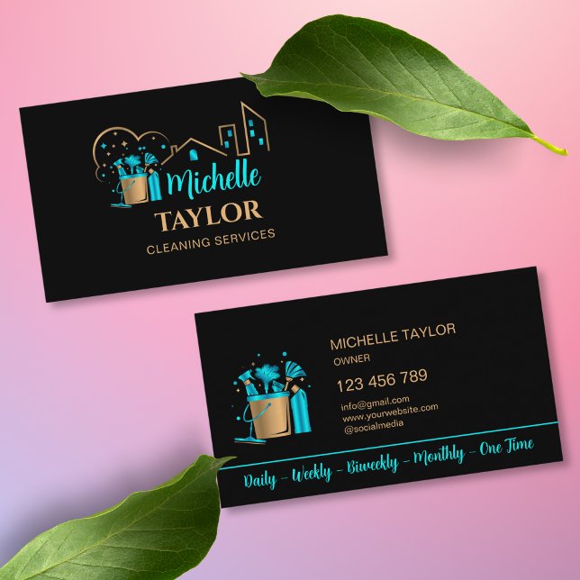 Carte De Visite Services de nettoyage professionnels de maison et  (Créateur téléchargé)
