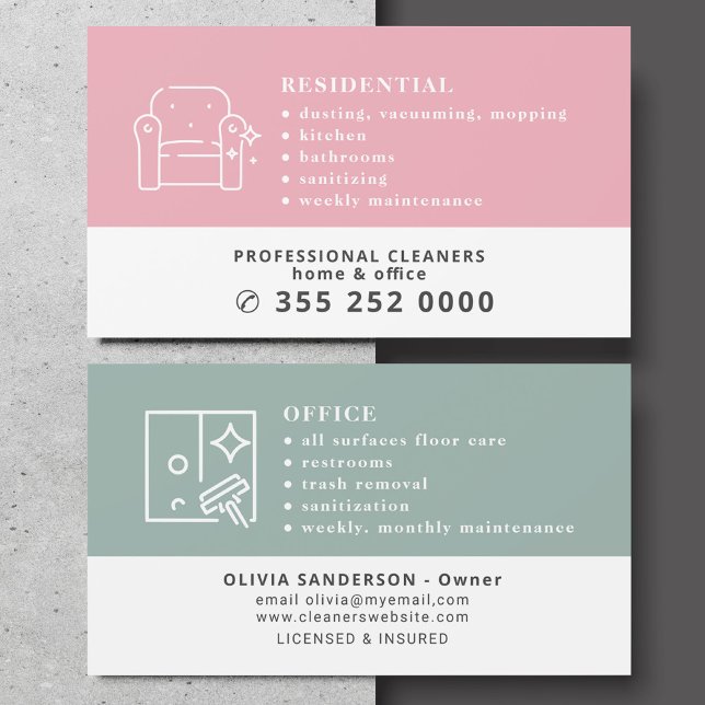 Carte De Visite Services de nettoyage professionnels modernes (Créateur téléchargé)