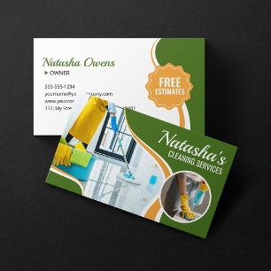 Carte De Visite Services de nettoyage professionnels verts et oran