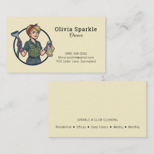 Carte De Visite Services de nettoyage rétro élégant Femme de ménag