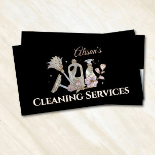 Carte De Visite Services de nettoyage - Rose Gold et Perle de Luxe
