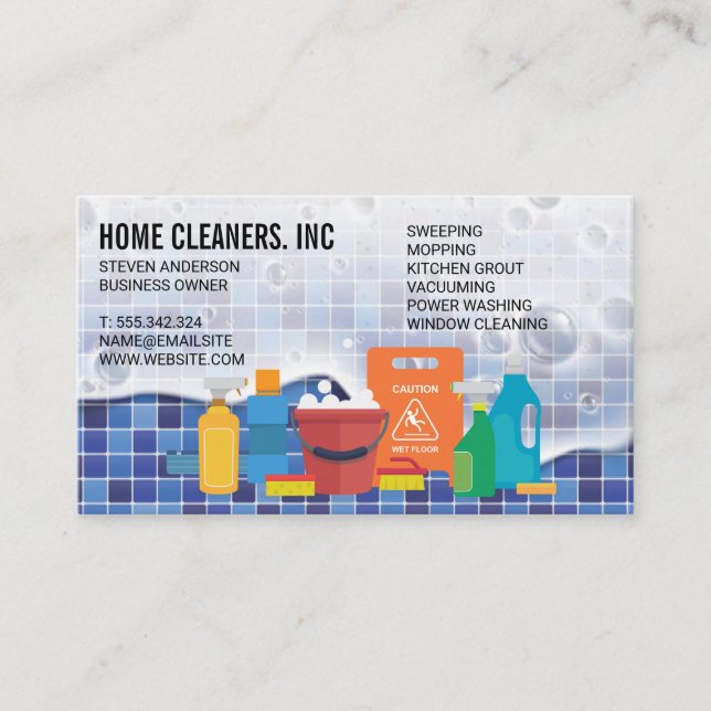 Carte De Visite Services de nettoyage | Service de ménage | Tile s (Devant)