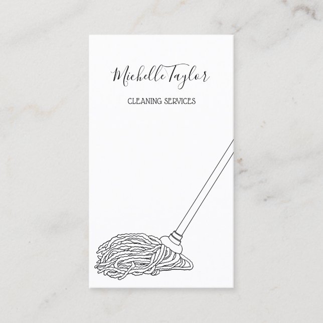 Carte De Visite Services de nettoyage simple moderne Mop Maid (Devant)