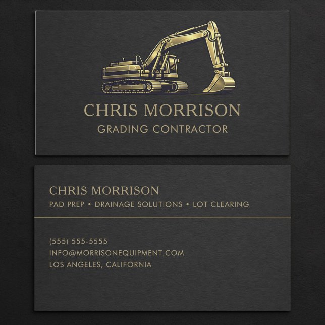 Carte De Visite Services de nivellement Excavatrice Professionnel (Créateur téléchargé)
