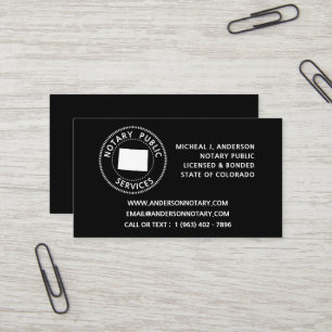 Carte De Visite Services de notaire public du Colorado