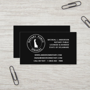 Carte De Visite Services de notaire public du Delaware