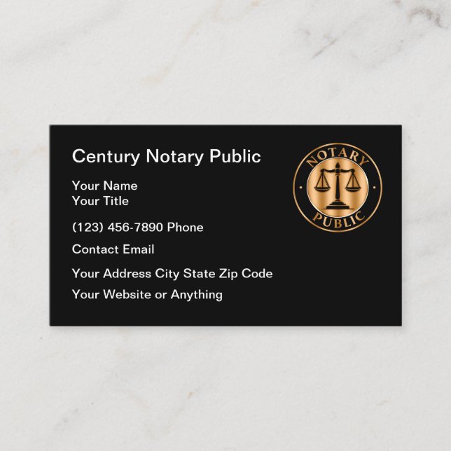 Carte De Visite Services de notaire public modernes et élégants (Devant)