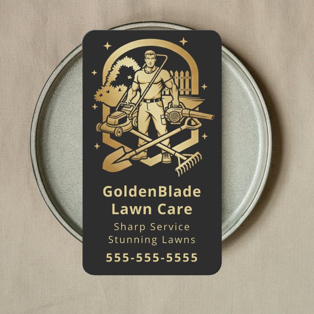 Carte De Visite Services de paysagisme d'entretien de pelouse prof (Créateur téléchargé)