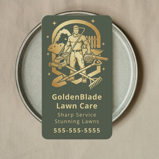 Carte De Visite Services de paysagisme d'entretien de pelouse Vert (Créateur téléchargé)