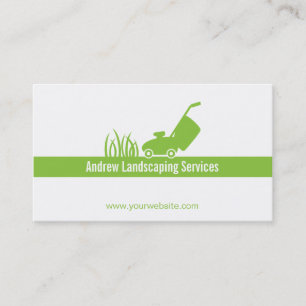 Carte De Visite Services de paysagisme minimaliste vert, Tondeuse