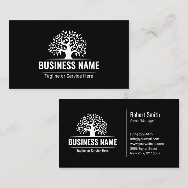 Carte De Visite Services de paysagisme professionnels Logo Arbre B (Devant / Derrière)