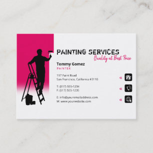 Carte De Visite Services de peinture à la fraise   Peintre au trav