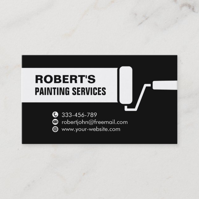 Carte De Visite Services de peinture à rouleau Noir (Devant)