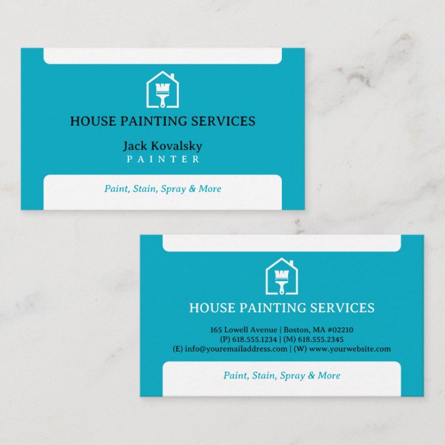 Carte De Visite Services de peinture de maison | Rouleau de peintu (Devant / Derrière)