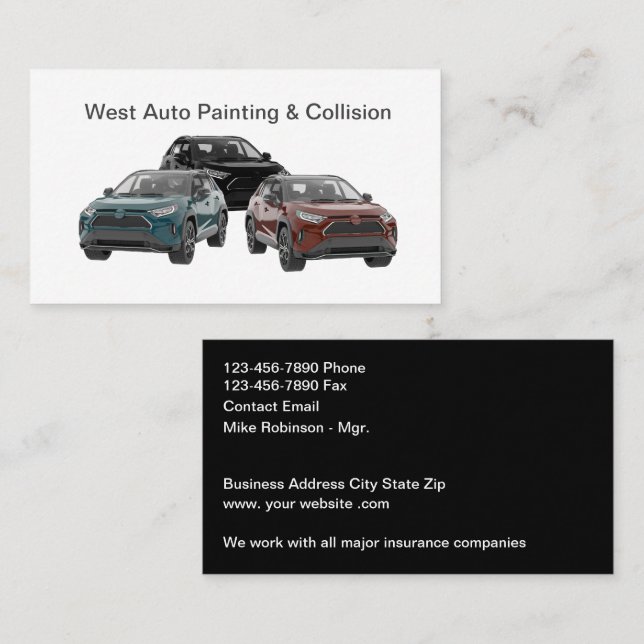 Carte De Visite Services de peinture et de collision automobile (Devant / Derrière)