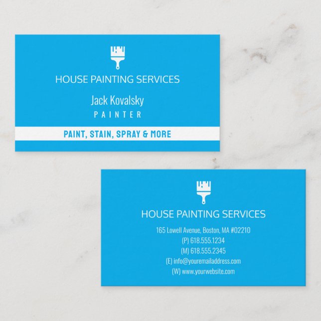 Carte De Visite Services de peinture maison | Paint Rollel (Devant / Derrière)