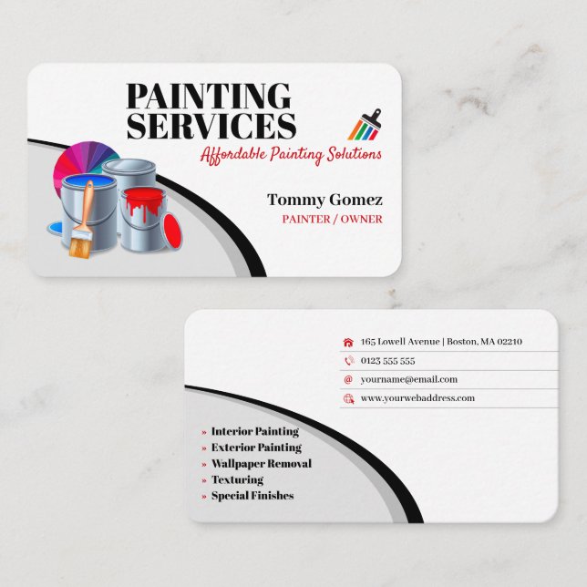 Carte De Visite Services de peinture | Paint Rollers (Devant / Derrière)