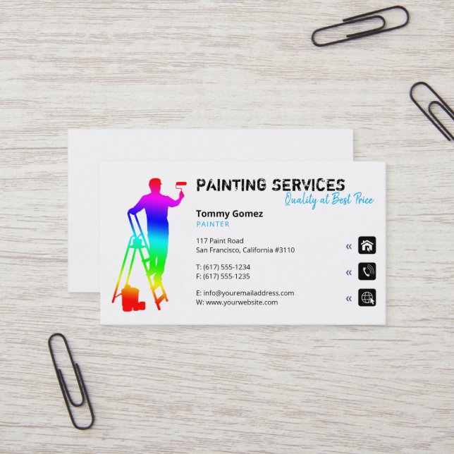 Carte De Visite Services de peinture | Peintre à la sauge de trava (Devant/Arrière en situation)