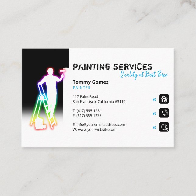 Carte De Visite Services de peinture | Peintre au bureau K (Devant)