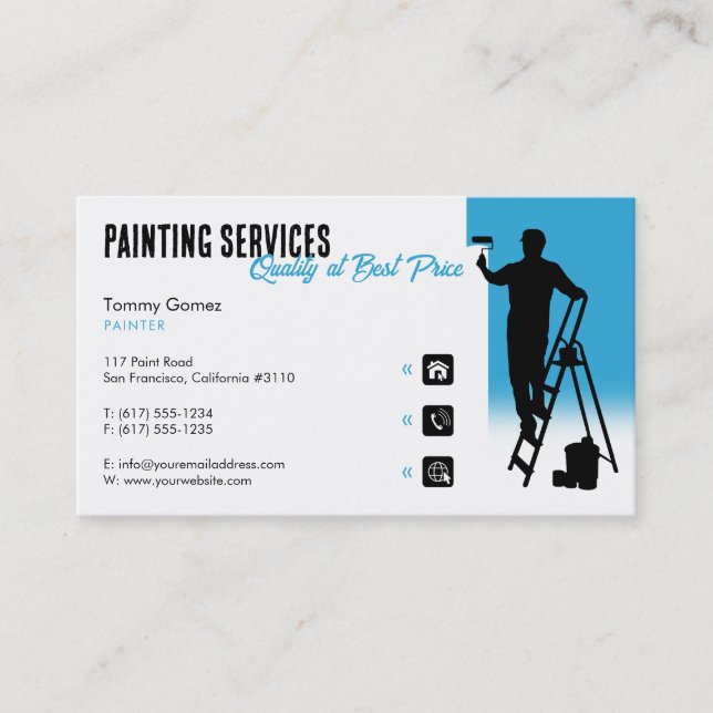 Carte De Visite Services de peinture | Peintre au travail (Devant)