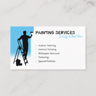 Carte De Visite Services de peinture Peintre au travail bleu cie