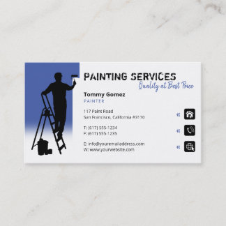 Carte De Visite Services de peinture | Peintre au travail bleu moy