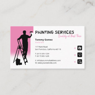 Carte De Visite Services de peinture   Peintre au travail rose