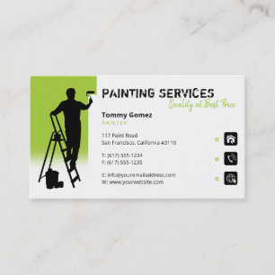 Carte De Visite Services de peinture Peintre au travail vert cla