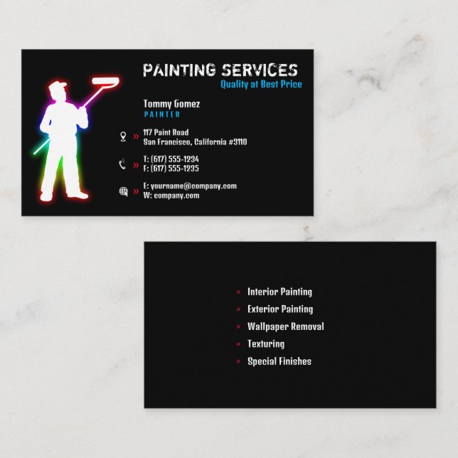 Carte De Visite Services de peinture | Peintres (Devant / Derrière)